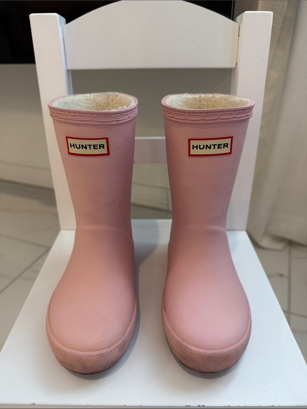 Hunter Light Pink Kids' Lined Rain Boots